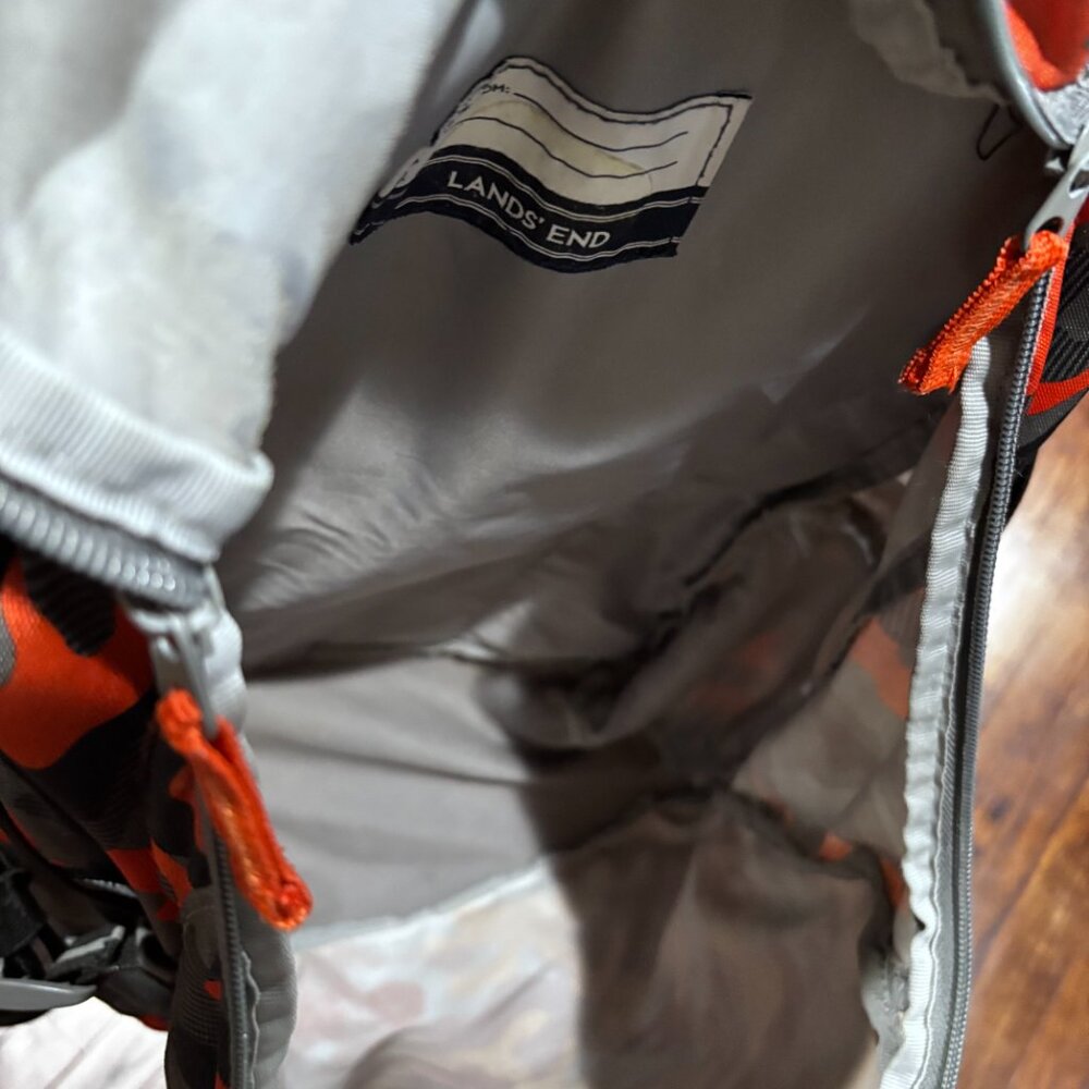 Accessories: Lands End Camouflage Backpack - Orange/Gray/Black - Picture 9 of 13